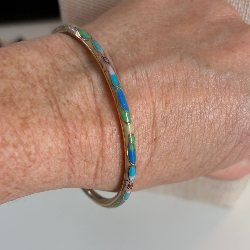 Cloisonné Multicolor Bangle Bracelet - Picture 4 of 6